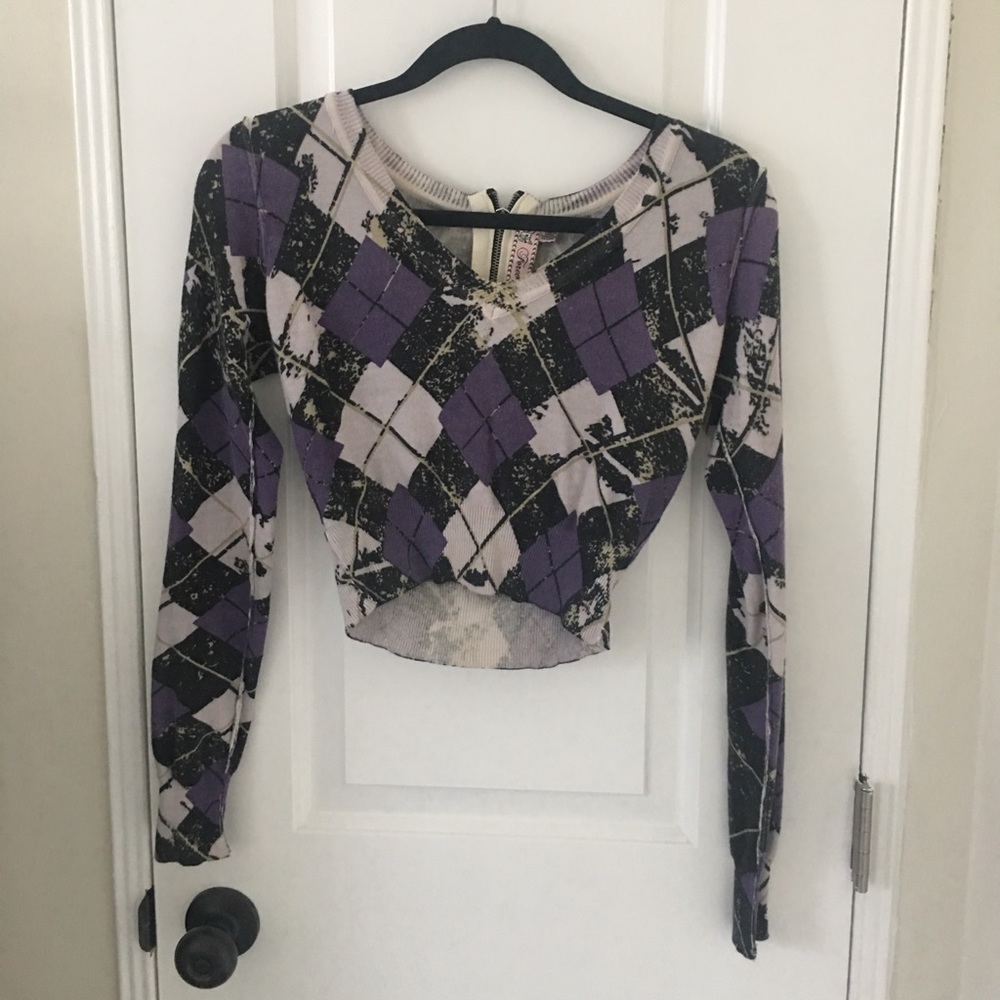 Checkered Sweater Crop Top